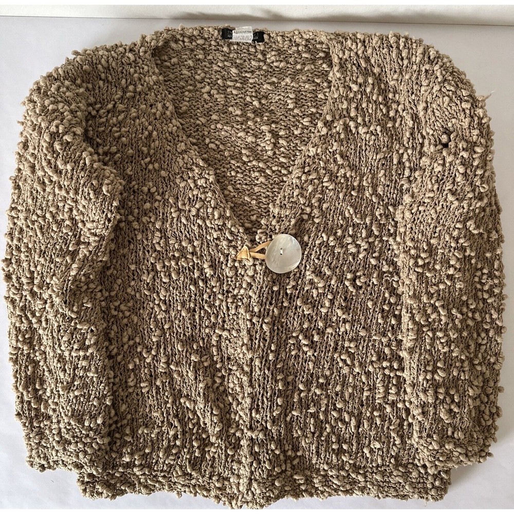 Sweater Girl A People United Knit Tan ‎ Vest Women's Size M One Large Button